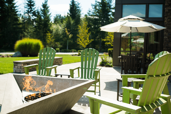 Outdoor Fireplace on the Patio at The Post at Tehaleh