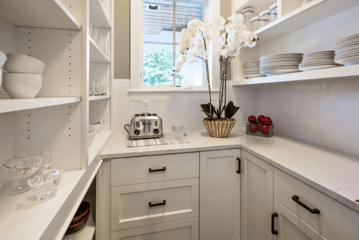 Clean white organized pantry