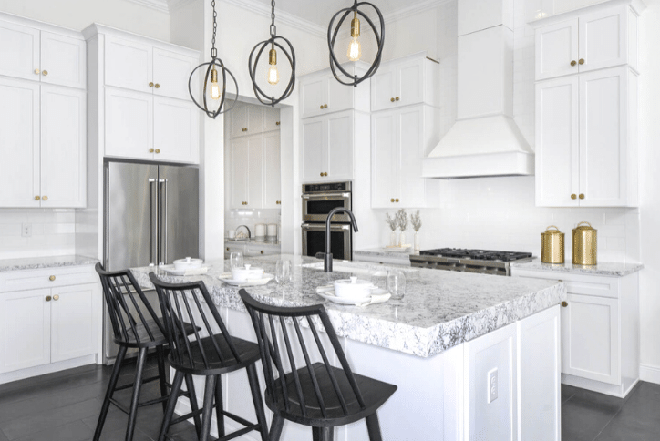 White Kitchen Style With Splashes of Black Color